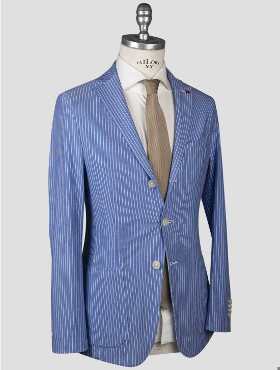 Isaia Isaia Blue White Cotton Lycra Blazer Blue / White 000