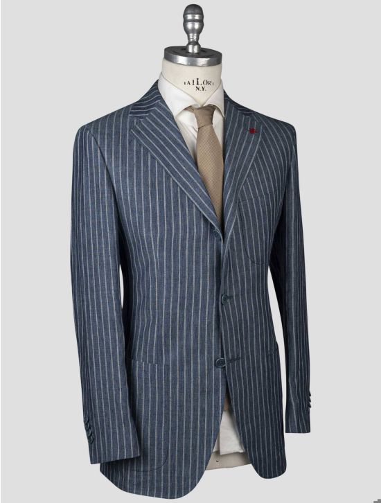 Isaia Isaia Blue White Linen Blazer Blue / White 001