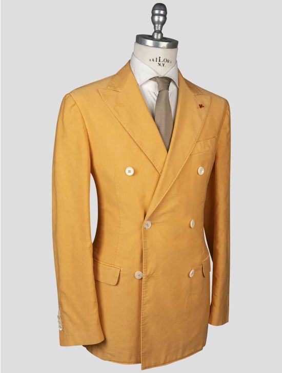 Isaia Isaia Orange Cotton Linen Blazer Orange 001