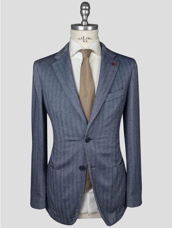 Isaia Isaia Light Blue Wool Cotton Cashmere Blazer Light Blue 000