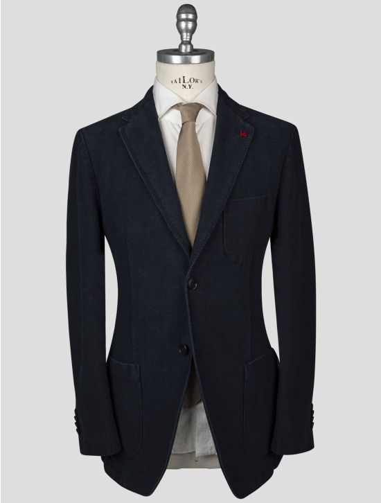 Isaia Isaia Dark Blue Cotton Blazer Dark Blue 000