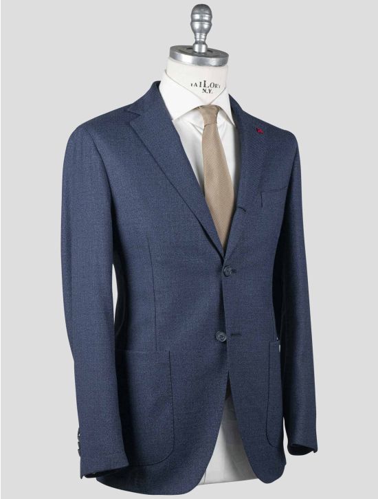 Isaia Isaia Blue Virgin Wool Blazer Blue 001