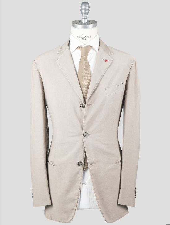 Isaia Isaia Beige Cotton Linen Blazer Gray 000