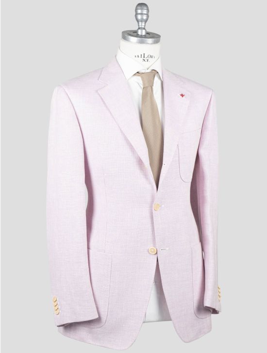 Isaia Isaia Pink Linen Wool Silk Blazer Pink 001