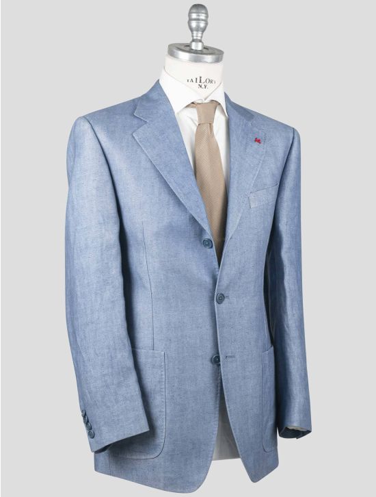 Isaia Isaia Light Blue Linen Blazer Light Blue 001