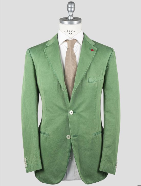 Isaia Isaia Green Cotton Abaca Blazer Green 000