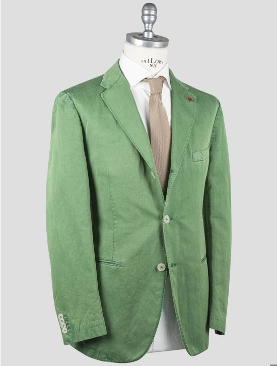 Isaia Isaia Green Cotton Abaca Blazer Green 001