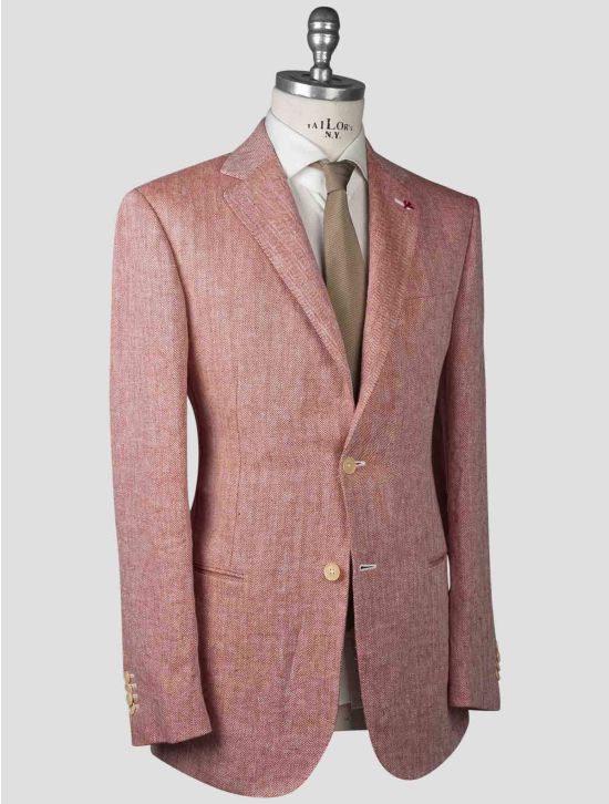 Isaia Isaia Red Linen Blazer Red 001