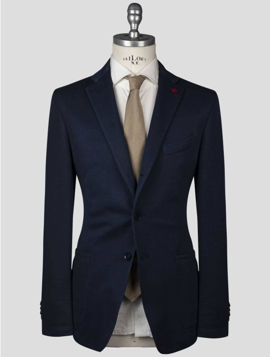 Isaia Isaia Blue Cotton Lycra Blazer Blue 000