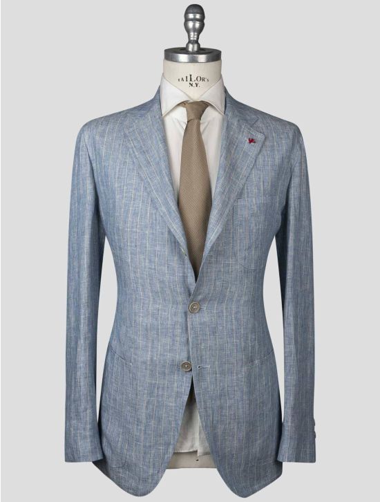 Isaia Isaia White Light Blue Cotton Blazer Light Blue / white 000