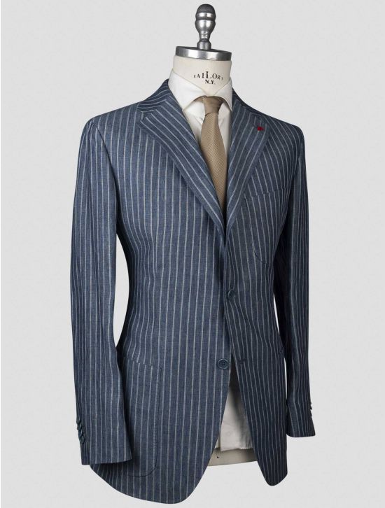 Isaia Isaia Blue Linen Blazer Blue 001