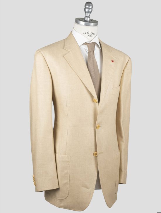 Isaia Isaia Beige Cellulose Silk Wool Blazer Beige 001