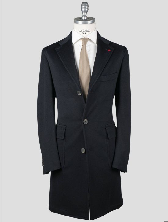 Isaia Isaia Dark Blue Wool Overcoat Dark Blue 000