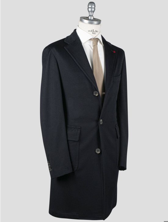 Isaia Isaia Dark Blue Wool Overcoat Dark Blue 001