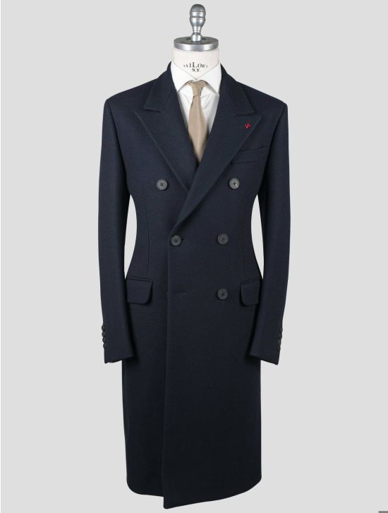 Isaia Isaia Blue Wool Angora Overocat Blue 000