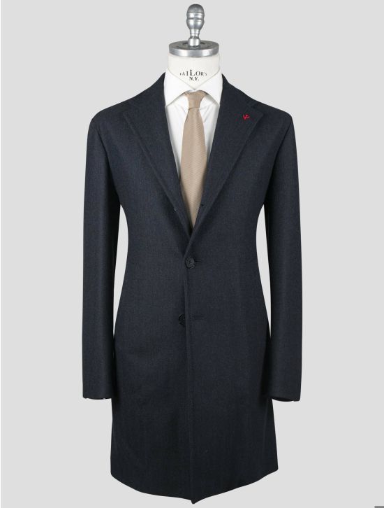 Isaia Isaia Blue Wool Angora Overocat Blue 000