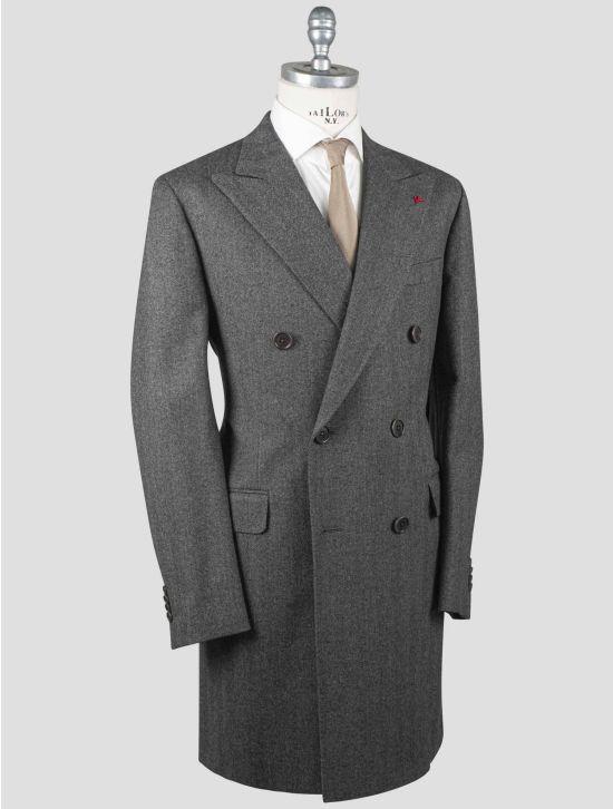 Isaia Isaia Gray Wool Cashmere Overcoat Gray 001