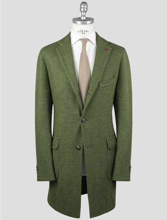 Isaia Isaia Green Wool Pl Pa Overcoat Green 000