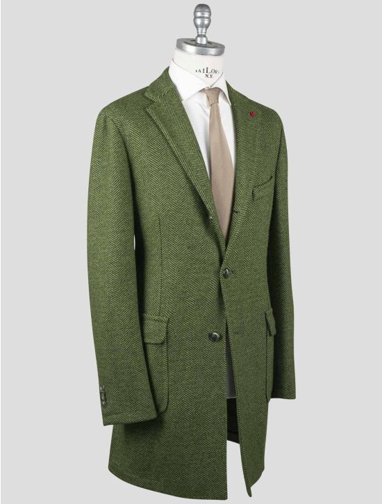 Isaia Isaia Green Wool Pl Pa Overcoat Green 001