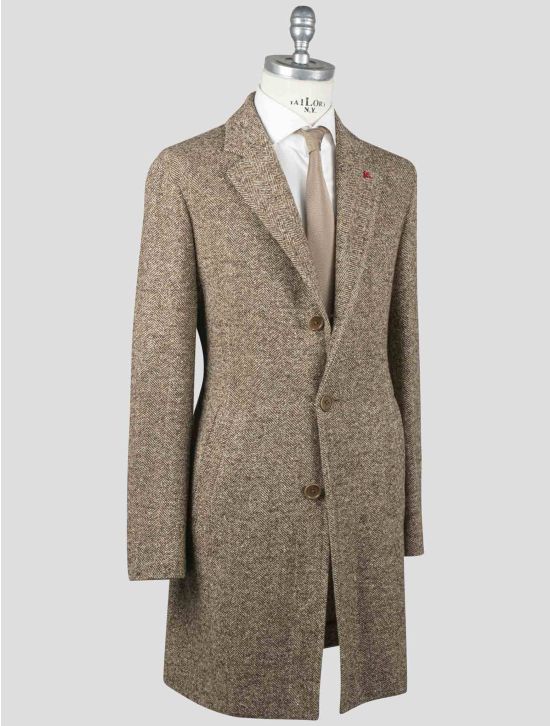 Isaia Isaia Brown Wool Overcoat Brown 001