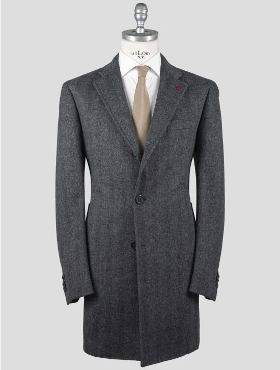 Isaia Isaia Gray Virgin Wool Overocat Gray 000