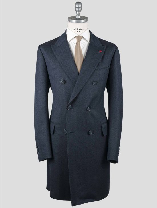 Isaia Isaia Blue Wool Cashmere Overcoat Blue 000