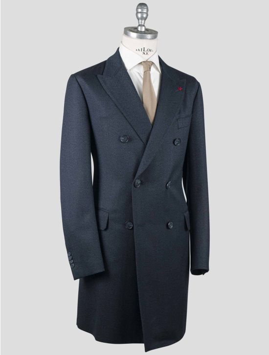 Isaia Isaia Blue Wool Cashmere Overcoat Blue 001