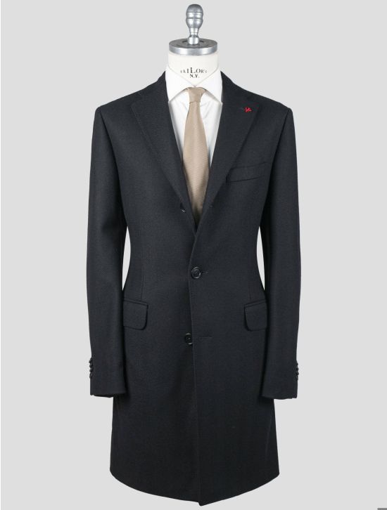 Isaia Isaia Black Wool Overcoat Black 000