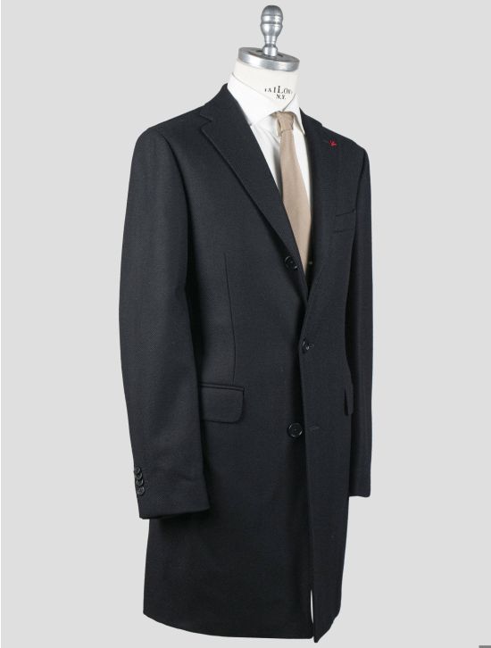 Isaia Isaia Black Wool Overcoat Black 001