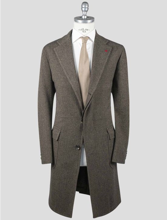 Isaia Isaia Brown Wool Cotton Overcoat Brown 000