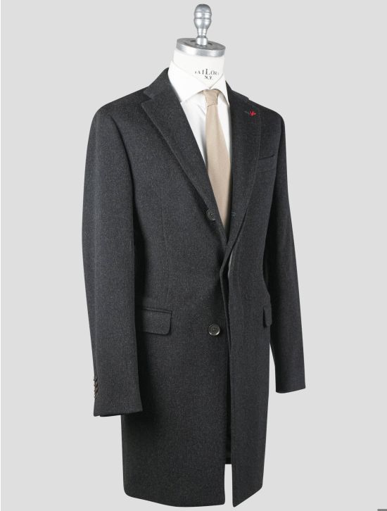 Isaia Isaia Dark Gray Virgin Wool Overcoat Dark Gray 001