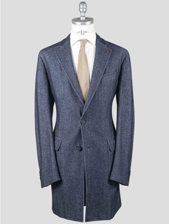 Isaia Isaia Blue Cotton Wool Overcoat Blue 000