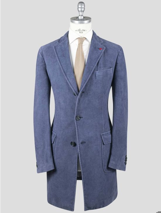 Isaia Isaia Blue Cotton Wool Overcoat Blue 000