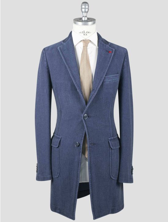 Isaia Isaia Blue Cotton Overcoat Blue 000