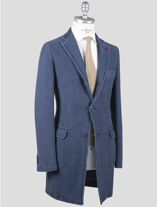 Isaia Isaia Blue Cotton Overcoat Blue 001