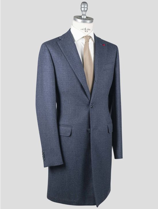 Isaia Isaia Blue Wool Cashmere Overcoat Blue 001