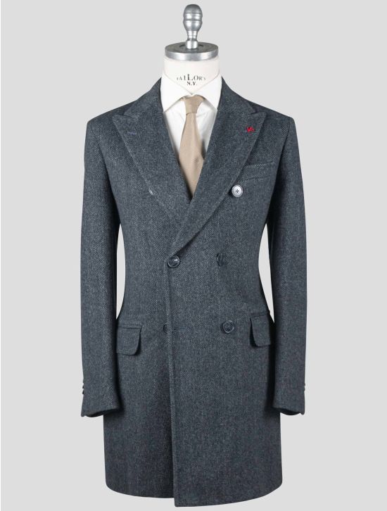 Isaia Isaia Blue Virgin Wool Overcoat Blue 000