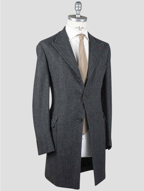 Isaia Isaia Gray Wool Cashmere Overcoat Gray 001