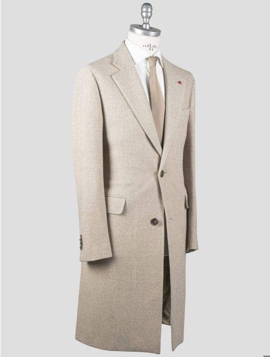 Isaia Isaia Beige Wool Cashmere Overcoat Beige 001