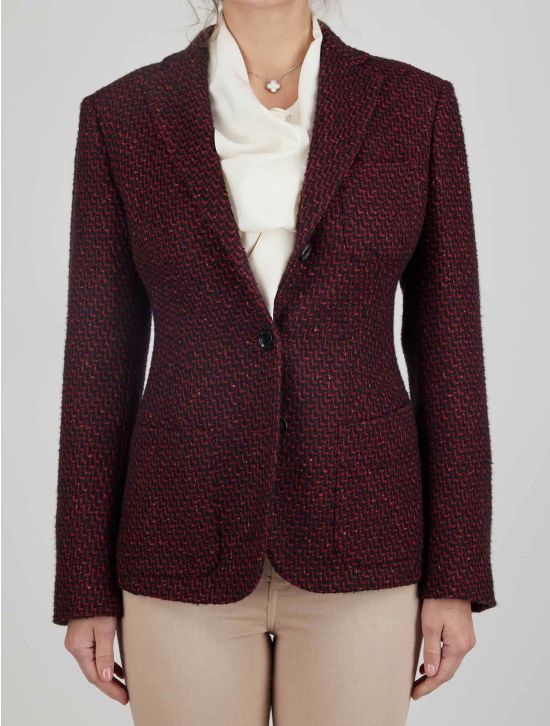 Kiton Kiton Red Black Cashmere Silk Blazer Red / Black 000