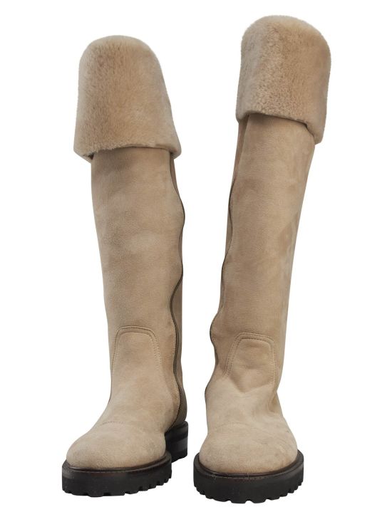 Kiton Kiton Beige Leather Suede Boots Beige 001