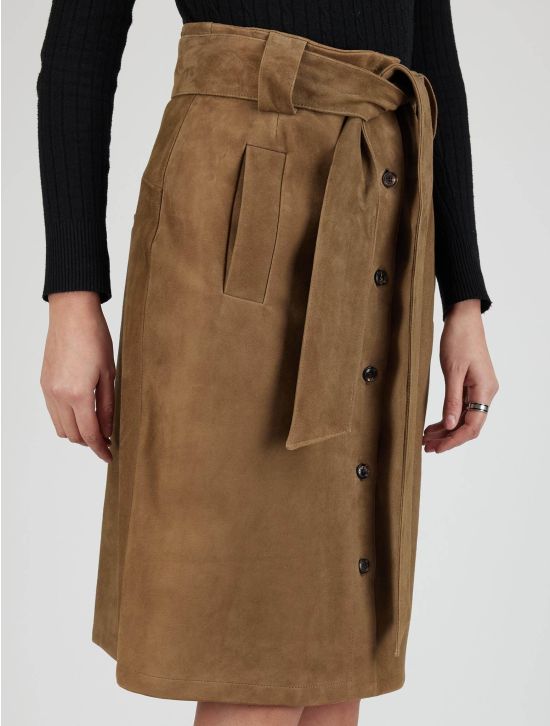 Kiton Kiton Green Leather Suede Skirt Green 001