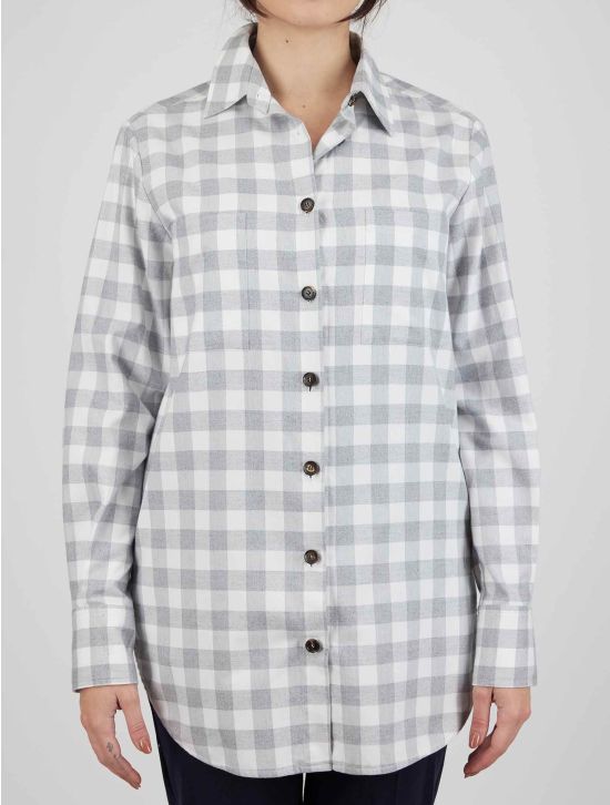 Kiton Kiton Gray White Cotton Shirt Gray / White 000