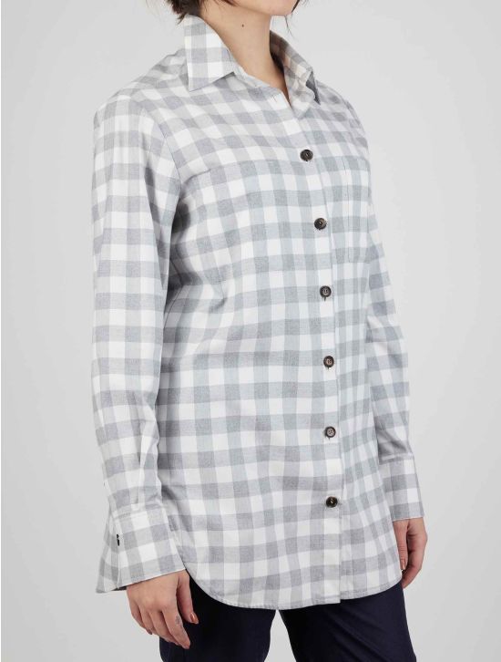 Kiton Kiton Gray White Cotton Shirt Gray / White 001