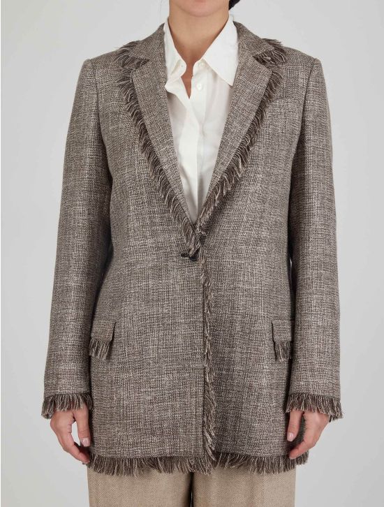 Kiton Kiton Brown Virgin Wool Linen Silk Blazer Brown 000