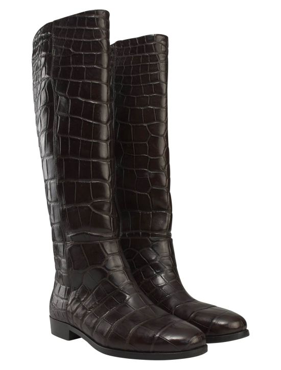 Kiton Kiton Black Leather Crocodile Boots Black 000