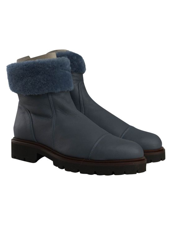 Kiton Kiton Blue Leather Boots Blue 000