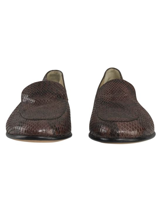 Kiton Kiton Brown Leather Snake Loafers Brown 001