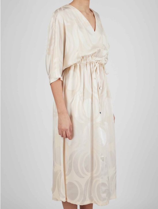 Kiton Kiton Beige White Silk Dress White / Beige 001