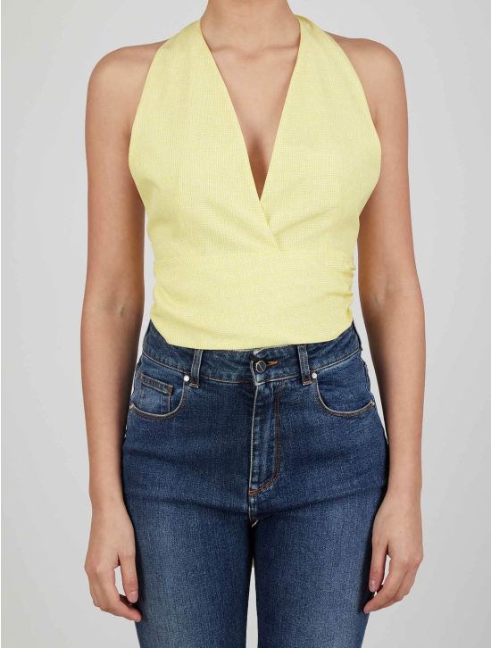 Kiton Kiton Yellow White Silk Top Yellow / White 000